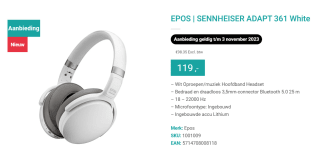 EPOS | Sennheiser Adapt 361 (Wit) voor €119 bij Computer-connections