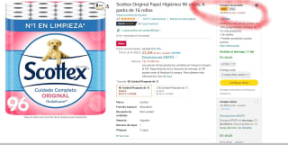 Scottex Original Papel Higiénico 96 rollos, 6 packs de 16 rollos por 20,95€