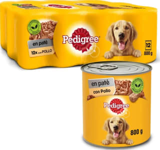 Pack de 12 latas x 800g dePedigree Comida Húmeda para Perros Sabor Pollo por solo 21,23€