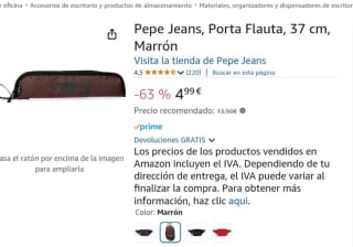Pepe Jeans, Porta Flauta, 37 cm, Marrón por 4,99€