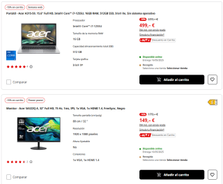 15% EXTRA descuento en Acer y Xiaomi en Mediamarkt solo hoy