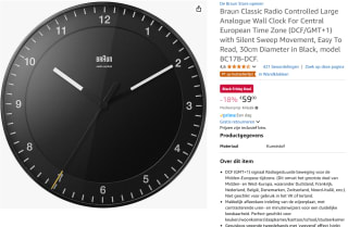 Braun Classic Radio Controlled Wandklok voor €59 bij Amazon