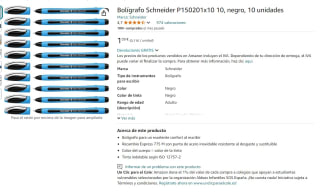 Bolígrafo Schneider P150201x10 10, negro por 1,09€ (11 centimos la unidad)