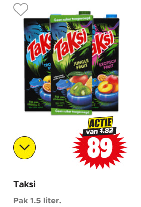 Alle Taksi 1,5 liter voor €0.89 bij Dirk