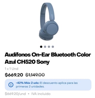 Audífonos Sony CH520 por $669 | Mixup (Rappi)