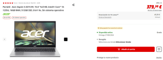 Portátil Acer Aspire 3 A315-59, Intel Core i5-1235U, 16GB RAM, 512GB SSD por 379,34€ (newsletter por 369,34€)