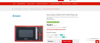 Microondas CANDY DIVO G20CR Rojo 20L con grill por 75€