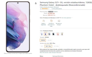 Samsung Galaxy S21+ 128GB Reacondicionado por $4,893 en Amazon