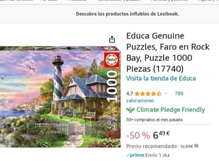 Puzle de 1000 piezas marca Educa Faro en Rock Bay por 6,49€