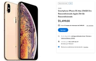 iPhone XS Max 256GB Reacondicionado por $4,950 en Walmart