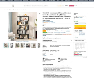 Librería YITAHOME Estantería de 5 Niveles en Forma de S con Forma de Z Industrial con Estructura de Acero por 62,99€