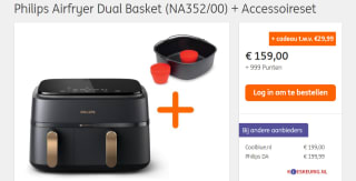 Philips 3000 Series Airfryer met twee manden NA352/00 + Accessoireset voor €159 + 999 ING rentepunten