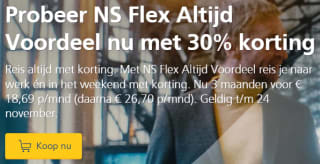NS Flex Altijd Voordeel 3 maanden met 30% korting