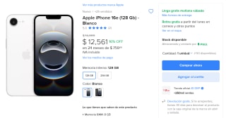 iPhone 16e 128GB Blanco por $12,561 | Descuento Mercado Libre