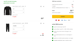 1+1 gratis op alle Thermokleding bij de Hema