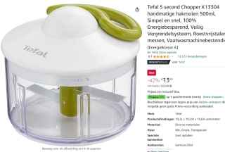 Tefal 5 Second Chopper K13304 hakmolen voor €13,44 bij Amazon