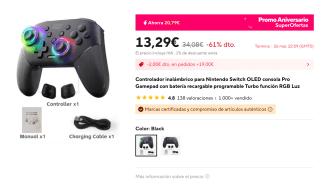Controlador inalámbrico para Nintendo Switch OLED Por 13,19€