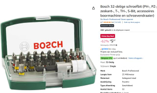 Bosch Schroefbitset met kleurcodering - 32-delig voor €5,97 met Amazon prime
