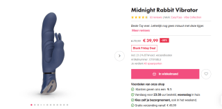 Midnight Rabbit Vibrator met bunny oortjes voor €39,99 EasyToys