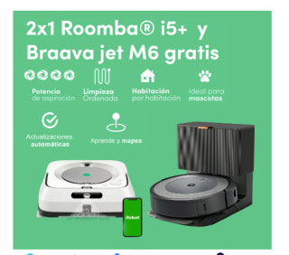 iRobot aspirador Roomba® i5+ con vaciado automático y Robot friegasuelos Braava® jet m6 por 699.99€
