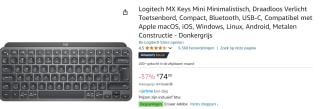 Logitech MX KEYS mini - Draadloos Bluetooth Toetsenbord - voor €74,90 bij Amazon