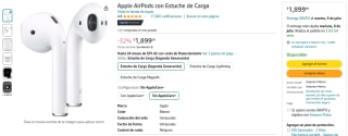 AirPods con Estuche de Carga por $1,799 en Amazon