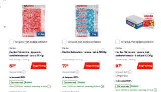 Tot 50% korting op diverse Haribo snoep bij Bol