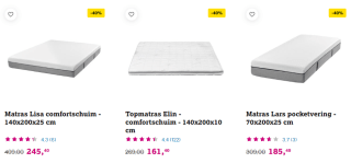 40% korting op alle matrassen en topmatrassen bij Leen Bakker