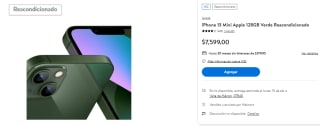 iPhone 13 Mini 128GB Reacondicionado por $6,687 en Walmart con BBVA