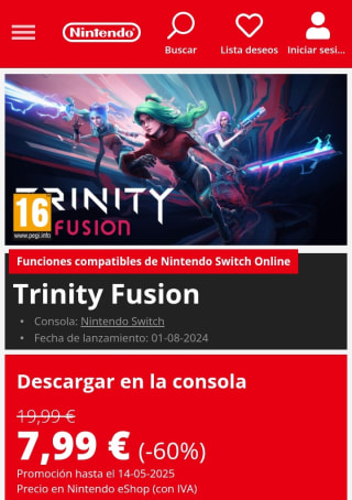 Trinity Fusion Nintendo Switch por 7,99€.