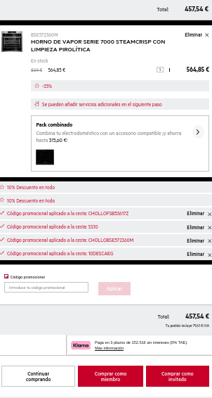 AEG Horno de vapor Serie 7000 SteamCrisp + Placa de inducción Serie 7000 (precio con cashback) AEG Horno de vapor Serie 7000 SteamCrisp + Placa de inducción Serie 7000 (precio con cashback) 859° Publicado hace 1 día AEG Horno de vapor Serie 7000 SteamCrisp + Placa de inducción Serie 7000 por 892,95€