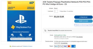 Tarjeta Prepago PlayStation Network de 60€ por solo 50€