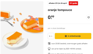 3+1 gratis op oranje tompoucen bij HEMA