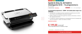 Tefal OptiGrill Elite XL GC760D12 voor €169,15 bij Tefal