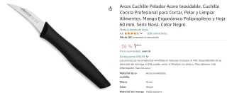 Arcos Cuchillo Pelador Acero Inoxidable profesional por 1,66€