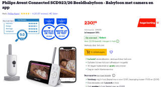 Philips Avent SCD 923/26 beeldbabyfoon voor €230,99 bij Bol.com