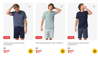Diverse Heren shortama's voor €11,99 bij de Hema