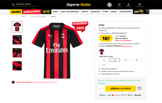 Camiseta A.C. Milan PUMA Niño de primera equipación por 16,99€