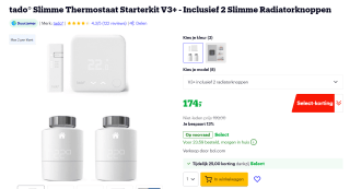 Tado V3+ starterkit met 2 radiatorknoppen voor €174