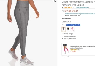 Under Armour dames legging voor €15 bij Amazon.nl