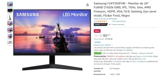 Monitor Gaming Samsung F24T350FHR de 24 pulgadas FullHD, 75Hz, 5ms por 95,99€