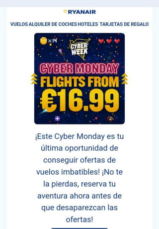 Vuelos desde 16,99€ con Ryanair.