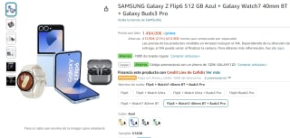 SAMSUNG Galaxy Z Flip6 512GB + Galaxy Watch7 40mm BT + Galaxy Buds3 Pro + Tarjeta Regalo 100€ por 1.364,64€