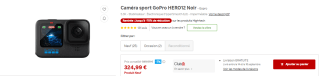 Caméra sportive GoPro HERO12 black à 324,99€