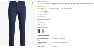 Jack & Jones junior chino donkerblauw voor €11,40 bij Amazon