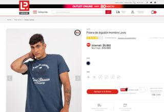 Polera Levis de algodón para hombre por $5.950