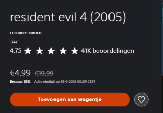 Resident Evil 4 (2005) voor €4,99 in de Playstation Store