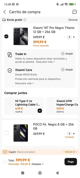 Xiaomi 14T Pro 5G de 12GB/256GB por 359,99€