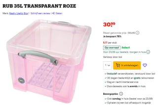 6x 35L opbergboxen roze voor €30,99 bij Bol