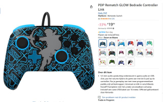 PDP Rematch - Bedrade Nintendo Switch Controller - Glow in the Dark - Zelda Sheikah Shoot voor €19,99 bij Amazon